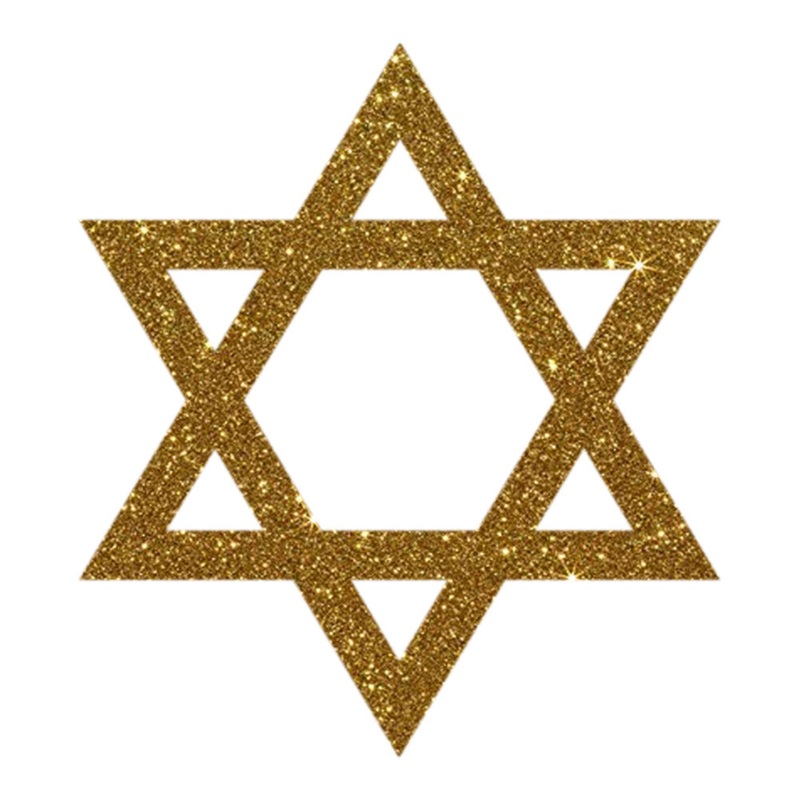 Star Of David Symbol Heat Transfers Sticker Gold Glitter One Size