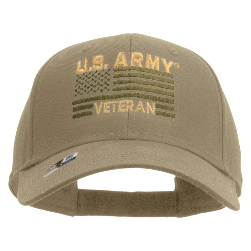 U.S. Army Veteran Flag Embroidered Low Profile Cap Khaki One Size