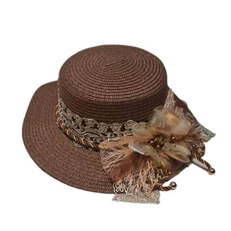 Vintage Inspired Straw Boater Hat Blue