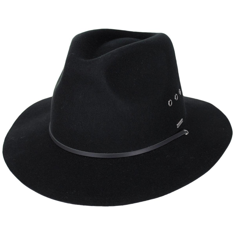 Wesley Weather Guard Wool Felt Packable Fedora Hat BLACK S