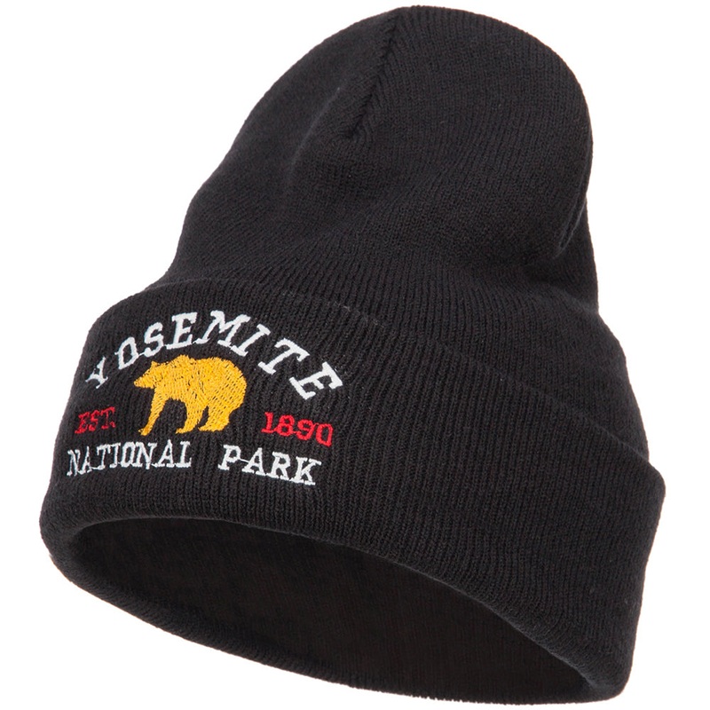 Yosemite National Park Embroidered Long Beanie Black One Size