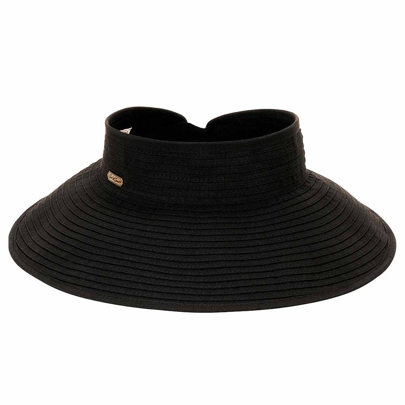 Classic Roll Up Wrap Around Visor Hat – Sun ‘N’ Sand Hats Black