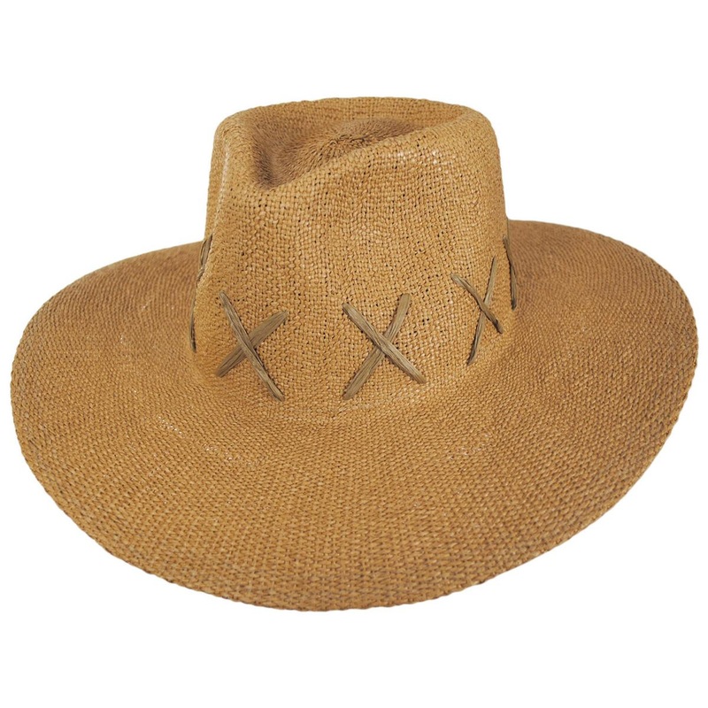 Exuma Bangora Straw Fedora Hat TOAST ONE SIZE FITS MOST