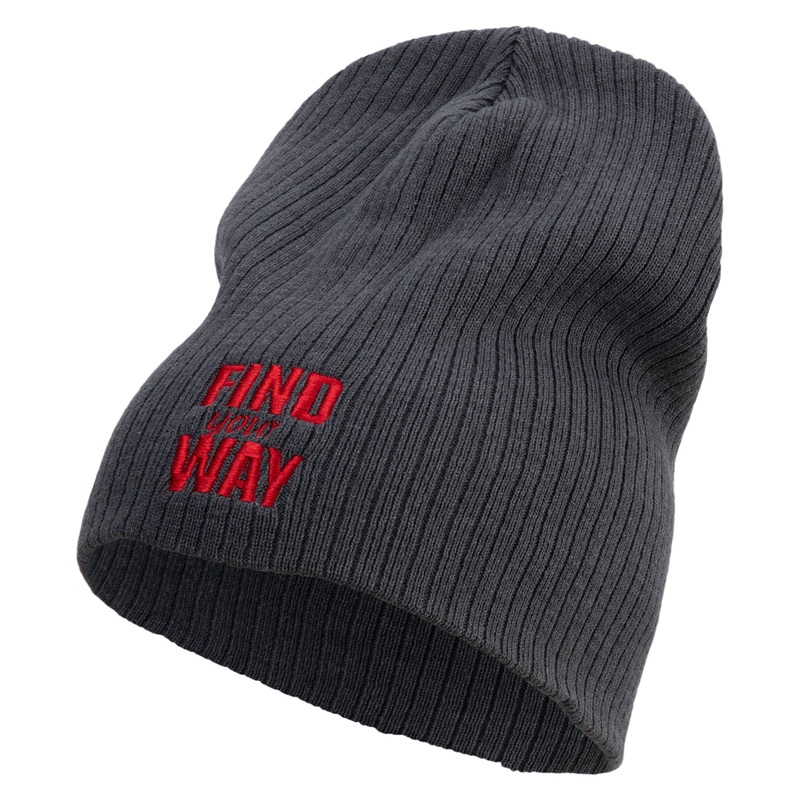 Find Your Way Embroidered Big Size Cotton Short Beanie Charcoal XL-3XL
