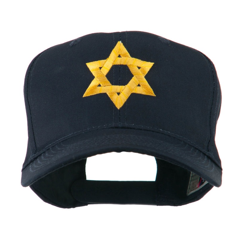 Jewish Star of David Embroidered Cap Navy One Size