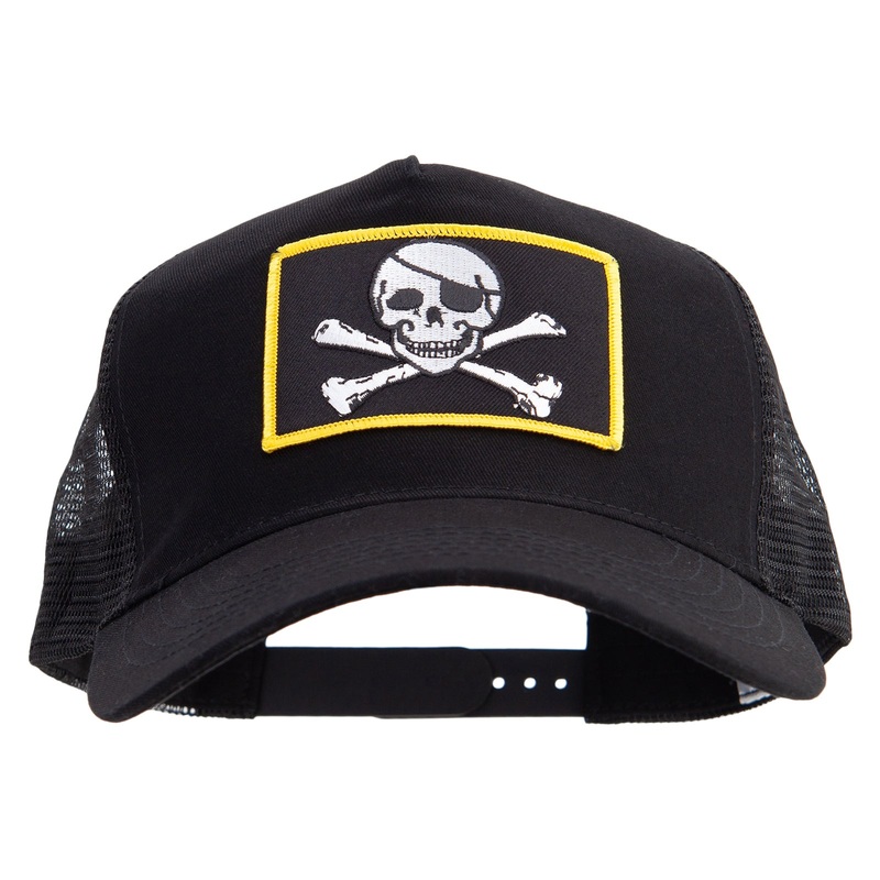 Jolly Roger Skull Patched New Big Size Trucker Mesh Cap Black XL-3XL