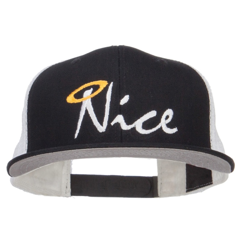 Nice Embroidered Mesh Snapback Cap Black Black White One Size