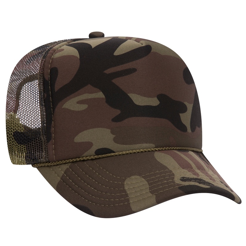 Otto 49-158 5-Panel High Crown Foam Trucker Hat – Camo Camo/Camo/Camo 008