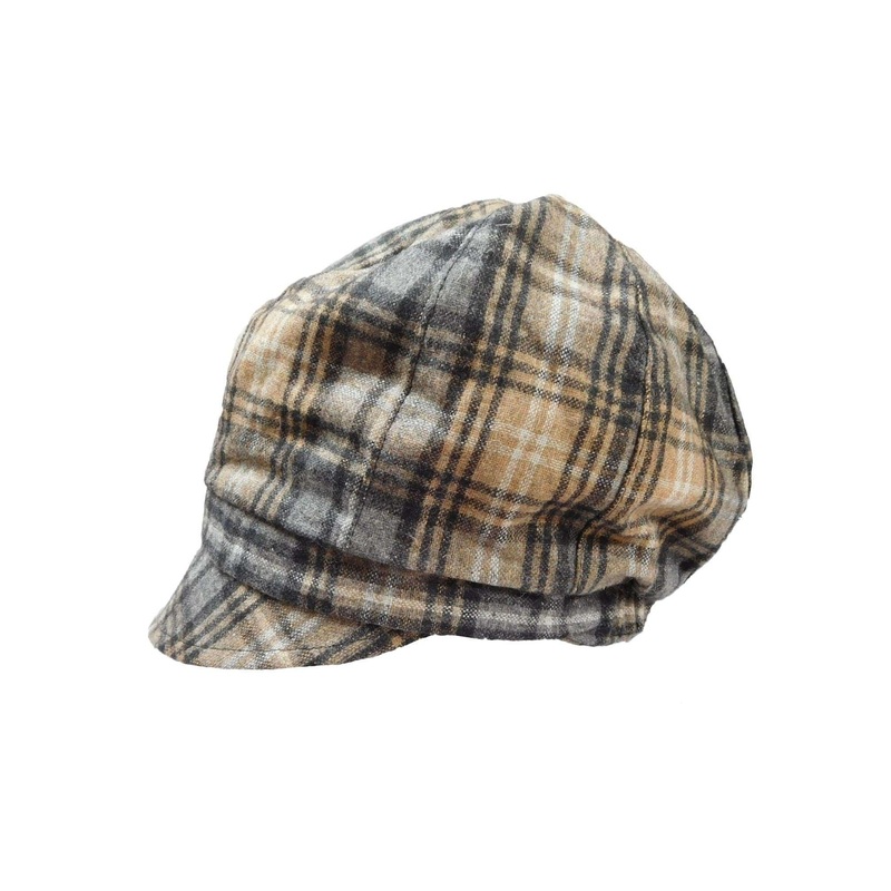 Plaid Newsboy Cap Grey