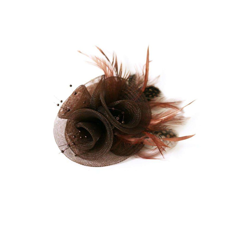 Triple Rose Fascinator-Brooch Brown