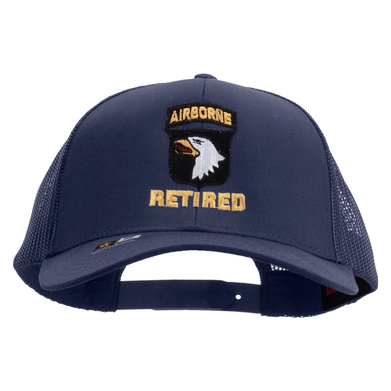 101st Airborne Retired Embroidered Solid Cotton Twill Mesh Prostyle Cap Navy One Size