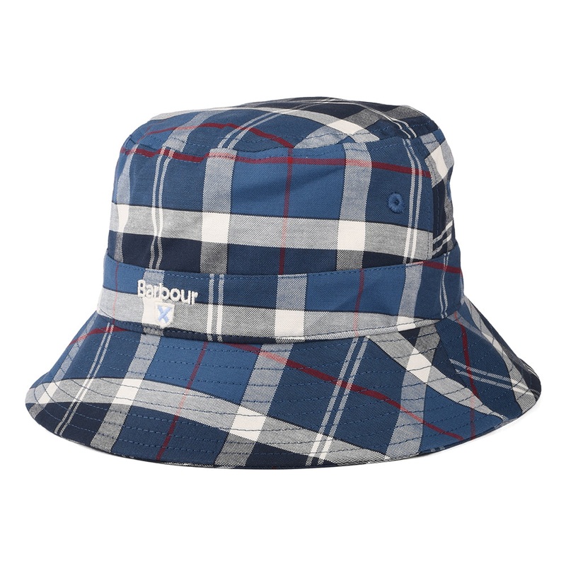 Barbour Hats Kids Tartan Cotton Bucket Hat – Navy Blue Kids Small/Medium