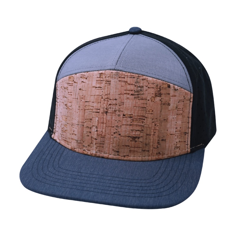 Blank – 7 Panel – Cork – Navy / Gray / Black (Unisex) – Laser Mesh