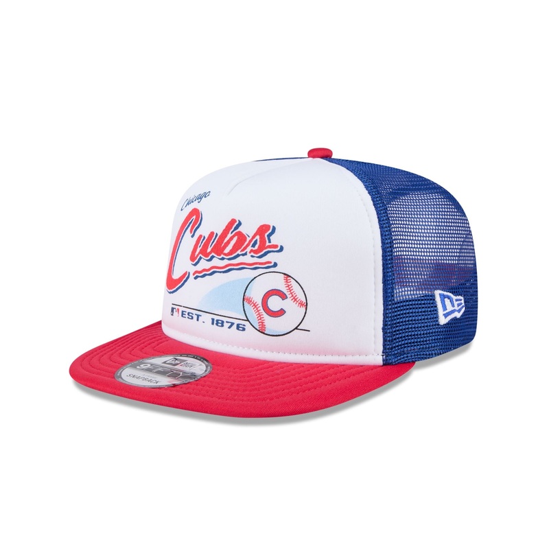 Chicago Cubs Retro Script 9FIFTY A-Frame Trucker Hat One Size