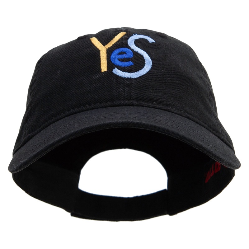 Colorful Yes Logo Embroidered Garment Washed Cotton Twill Cap Black One Size