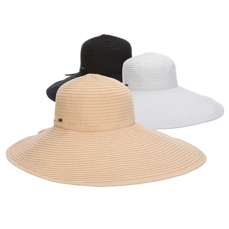Deluxe Ribbon Dimensional Brim Floppy Hat – Scala Hats Beige