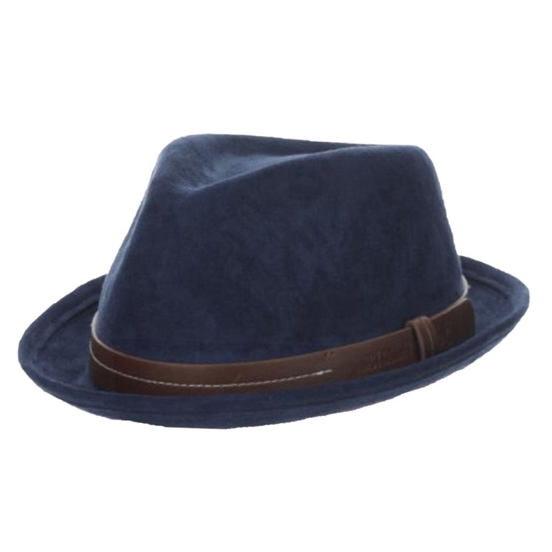 Faux Suede Fedora with Leather Band – Stacy Adams Hats Navy X-Large (61 cm)