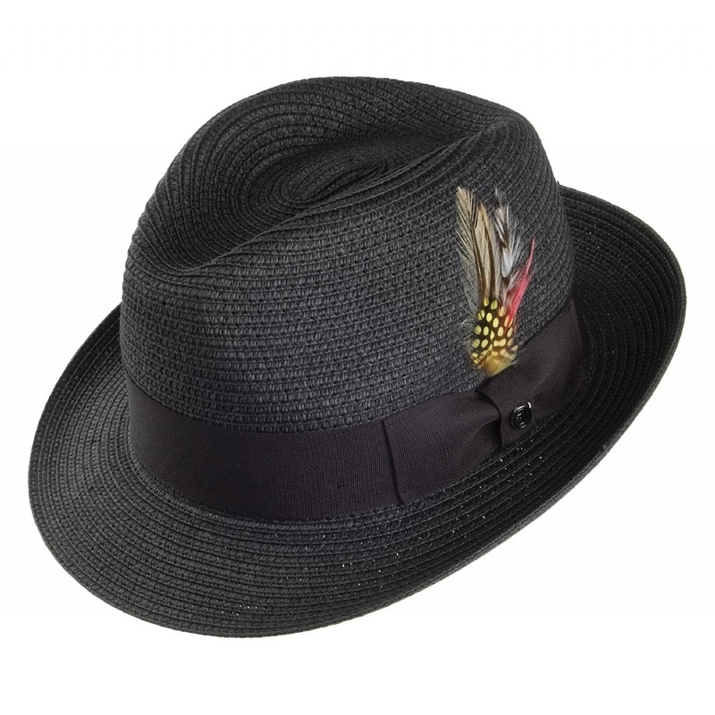 Jaxon & James Pinch Crown Straw Trilby Black Wholesale Pack Prepack