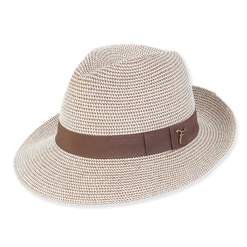 Large Size Two Tone Fedora Hat – Tidal Tom Brown M/L (23 1/4″)