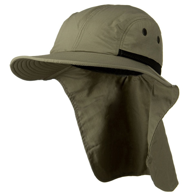 Mesh Sun Protection Flap Hat Olive One Size