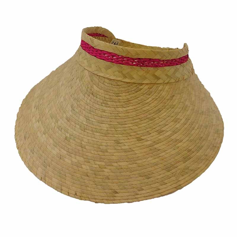 Palm Straw Wide Brim Women’s Sun Visor – Texas Gold Hats Red