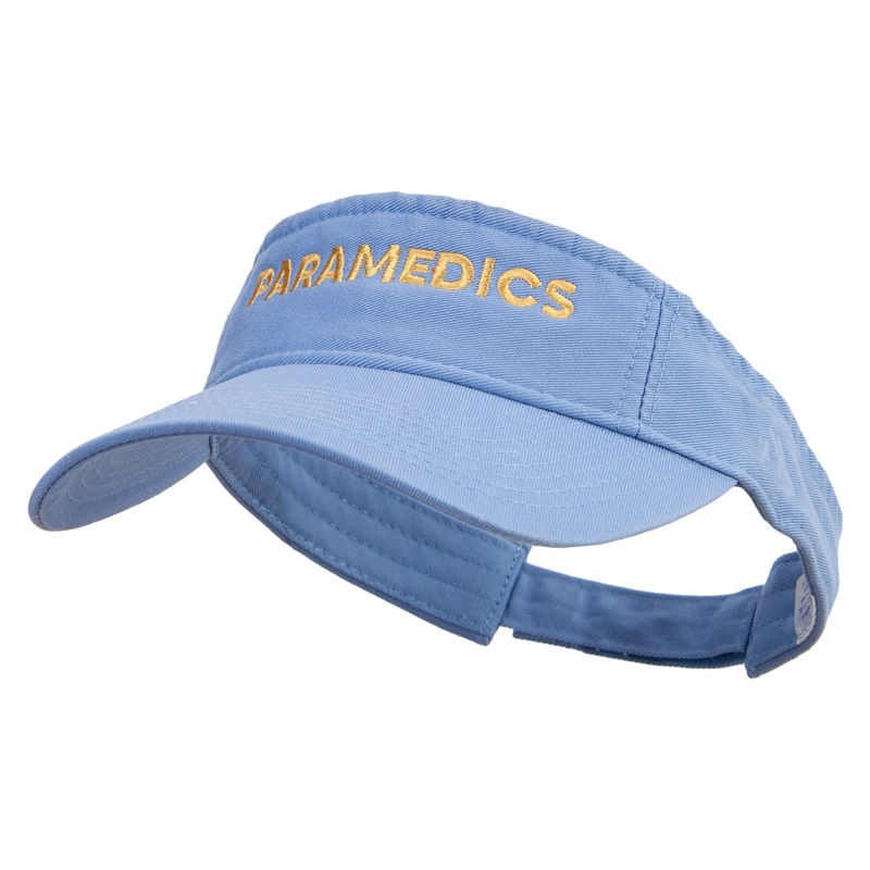 Paramedics Embroidered Pro Style Cotton Twill Washed Visor Lt Blue One Size