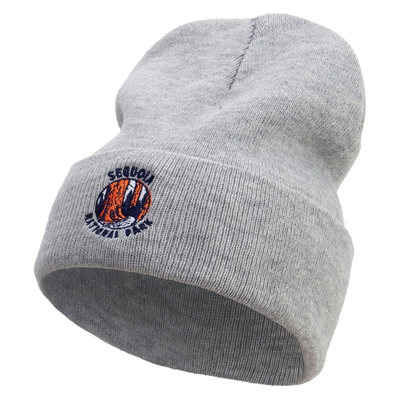 Sequoia National Park Embroidered 12 Inch Long Knitted Beanie Heather Grey One Size