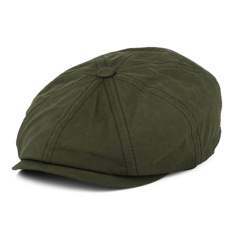 Stetson Hats Hatteras Water Repellent Waxed Cotton Newsboy Cap – Olive 55