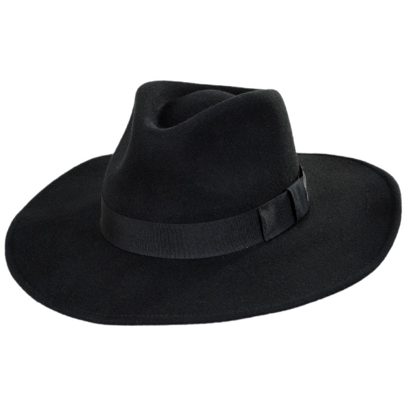 Wholesale Colorado Ultra Wide Brim Wool Felt Fedora Hat B2B Pre-Pack BLACK 1S-3M-4L-3XL-1XXL