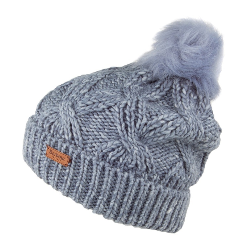 Barbour Hats Bridport Pom Bobble Hat – Blue-Grey 1-Size