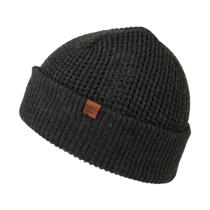 Barts Hats Adas Waffle Knit Cuffed Beanie Hat – Charcoal 1-Size