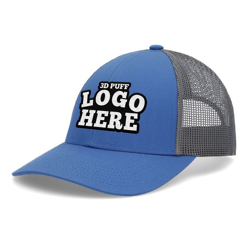Custom Embroidered Pacific Headwear P114 Low-Pro Trucker Cap – 3D Embroidery Light Charcoal/White/Black 3D Embroidery