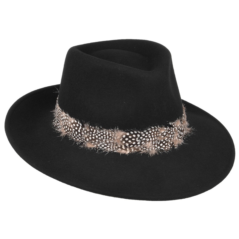 Failsworth Hats Country Feather Fedora Hat – Black Adjustable