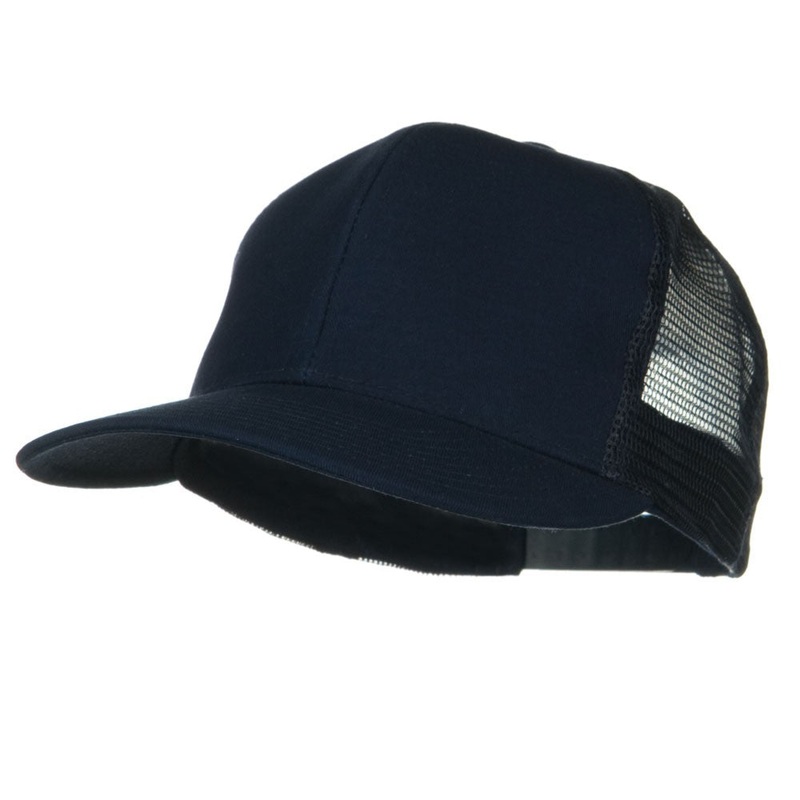 Flat Bill Snap Back Mesh Cap Navy One Size