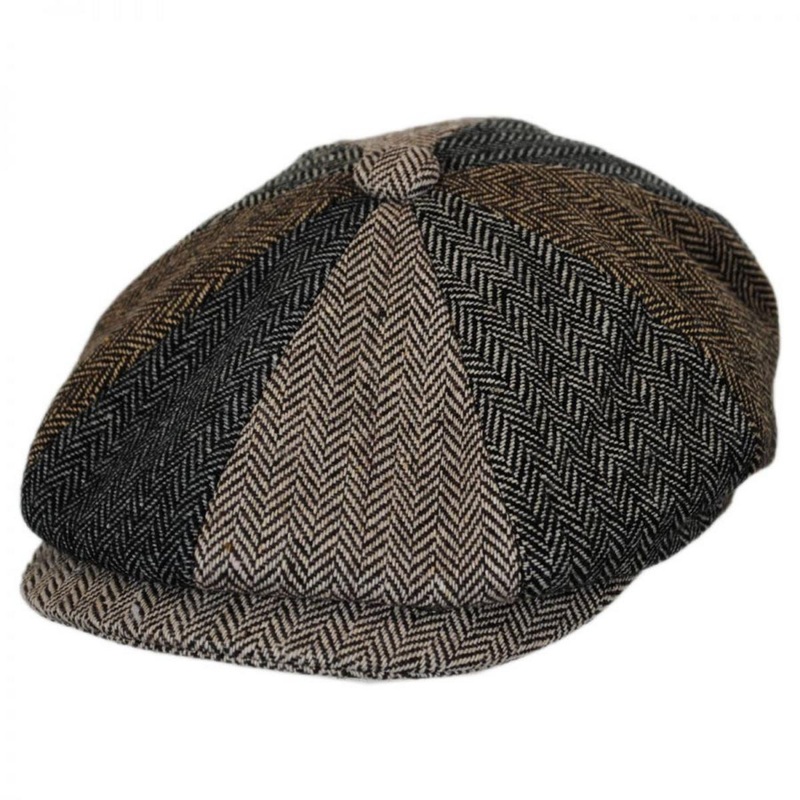 Herringbone Patchwork Wool Blend Newsboy Cap MULTI S