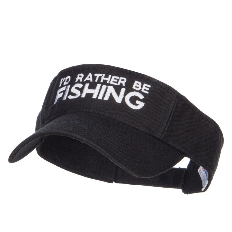 I’d Rather Be Fishing Embroidered Visor Black One Size