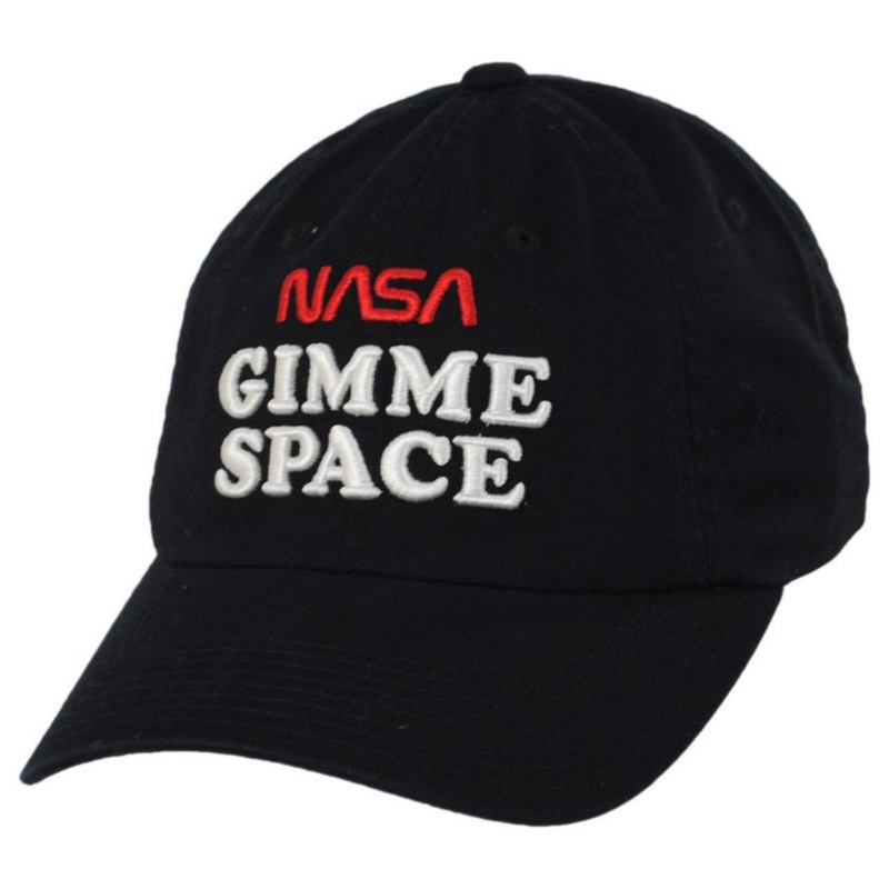 NASA Gimme Space Cotton Strapback Baseball Cap Dad Hat BLACK ADJUSTABLE