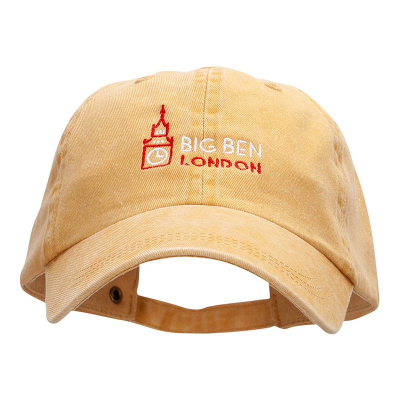 Neon London Embroidered Pigment Dyed Wash Caps Mango One Size