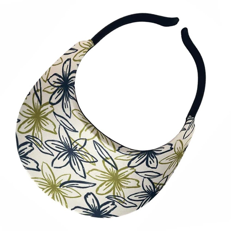 No Headache Originals Round Brim Clip On Sun Visor, Flax Flax with Navy