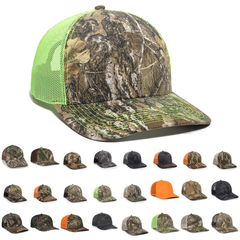Outdoor Cap OC771CAMO Camo Premium Modern Trucker Hat Blaze-Blaze