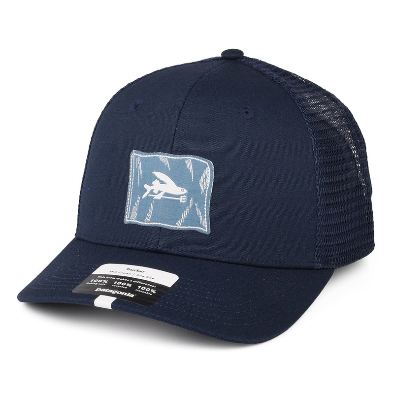 Patagonia Hats Fly The Flag Label Organic Cotton Trucker Cap – Navy Blue Adjustable