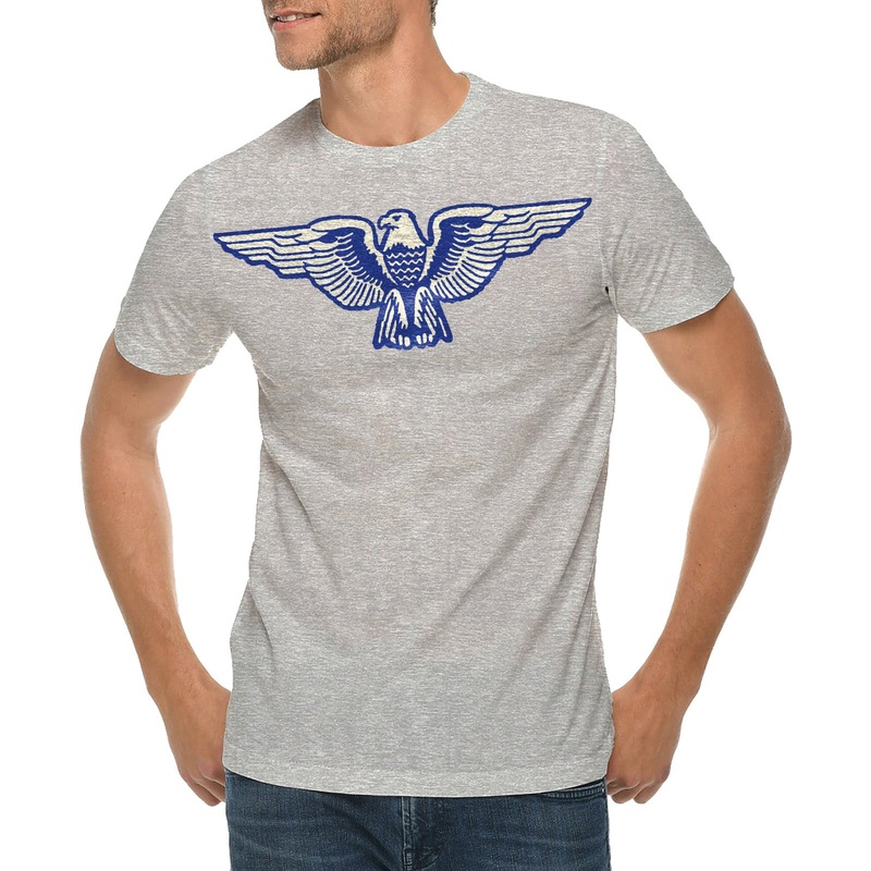 Stylized Eagle Graphic Design Ring Spun Combed Cotton Short Sleeve Deluxe Jersey T-Shirt Heather Grey XS