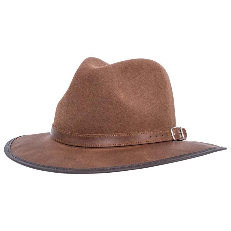 Summit Safari Wool and Leather Hat, Saddle – American Outback Wool Hat Brown S (54-55 cm)