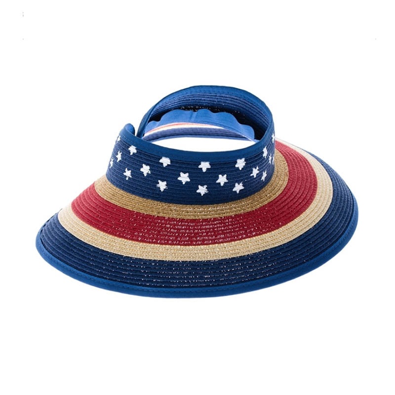 US Flag Petite Roll Up Visor Hat – Boardwalk Style Hats US Flag Extra Small to Medium