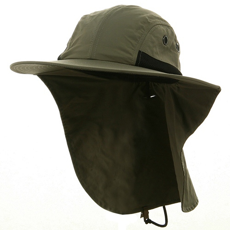 UV 4 Panel Large Bill Flap Hat Olive One Size