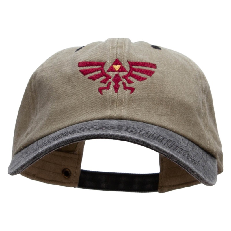 Winged Crest Embroidered Pigment Dyed Wash Caps Khaki Black One Size