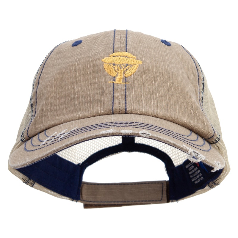 Artistic Afircan Logo Embroidered Low Profile Special Cotton Mesh Cap Khaki One Size
