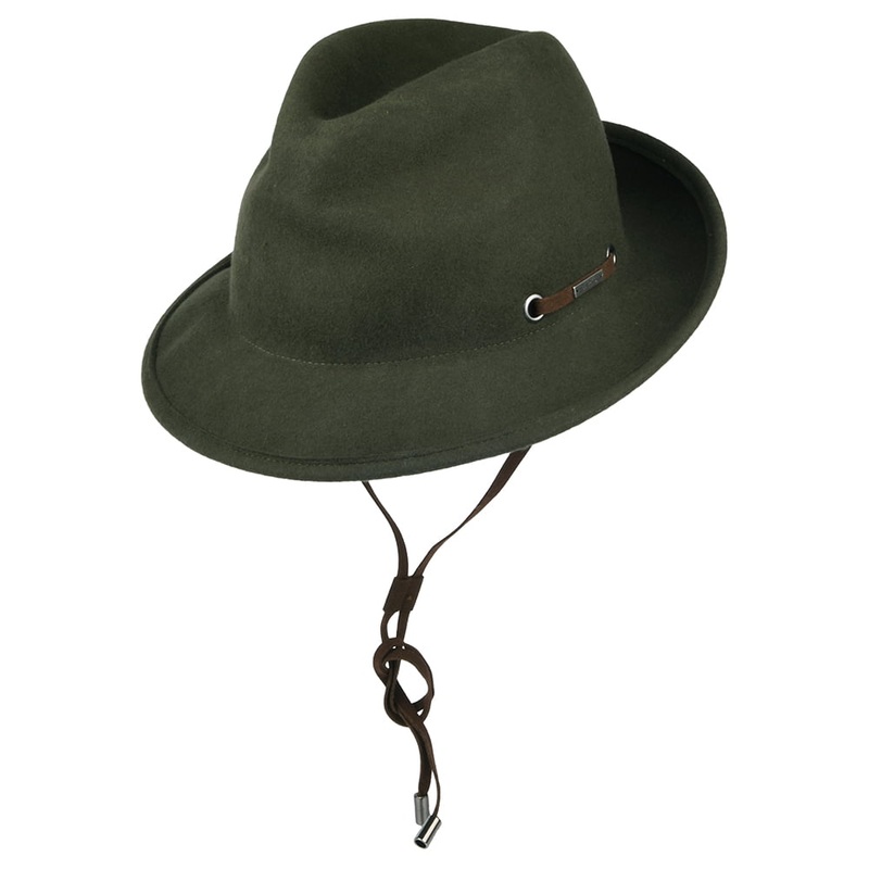 Barts Hats Benver Wool Felt Outback Hat – Olive 1-Size