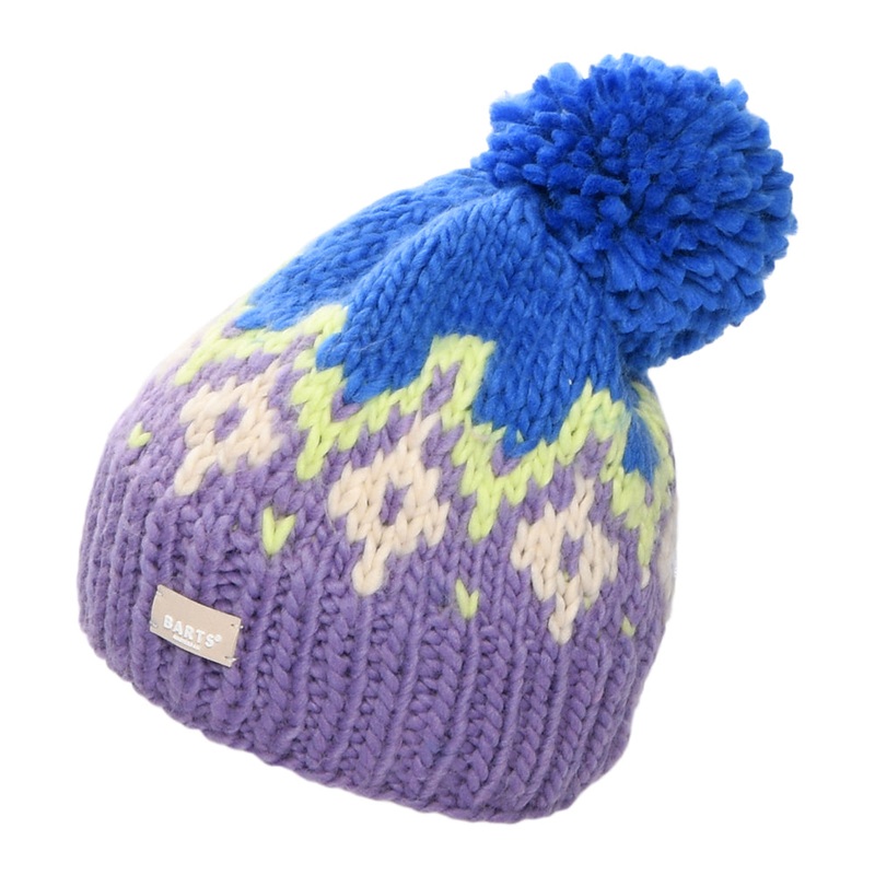 Barts Hats Curley Handknitted Bobble Hat – Violet-Blue 1-Size