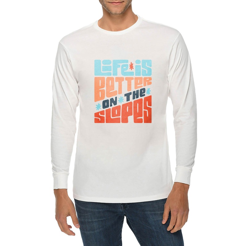 Better On The Slopes Graphic Long Sleeve Crewneck Tee White XS